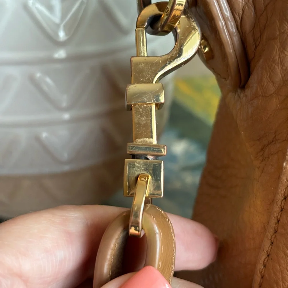 Tory Burch Tan Leather Hobo with Logo Medallion